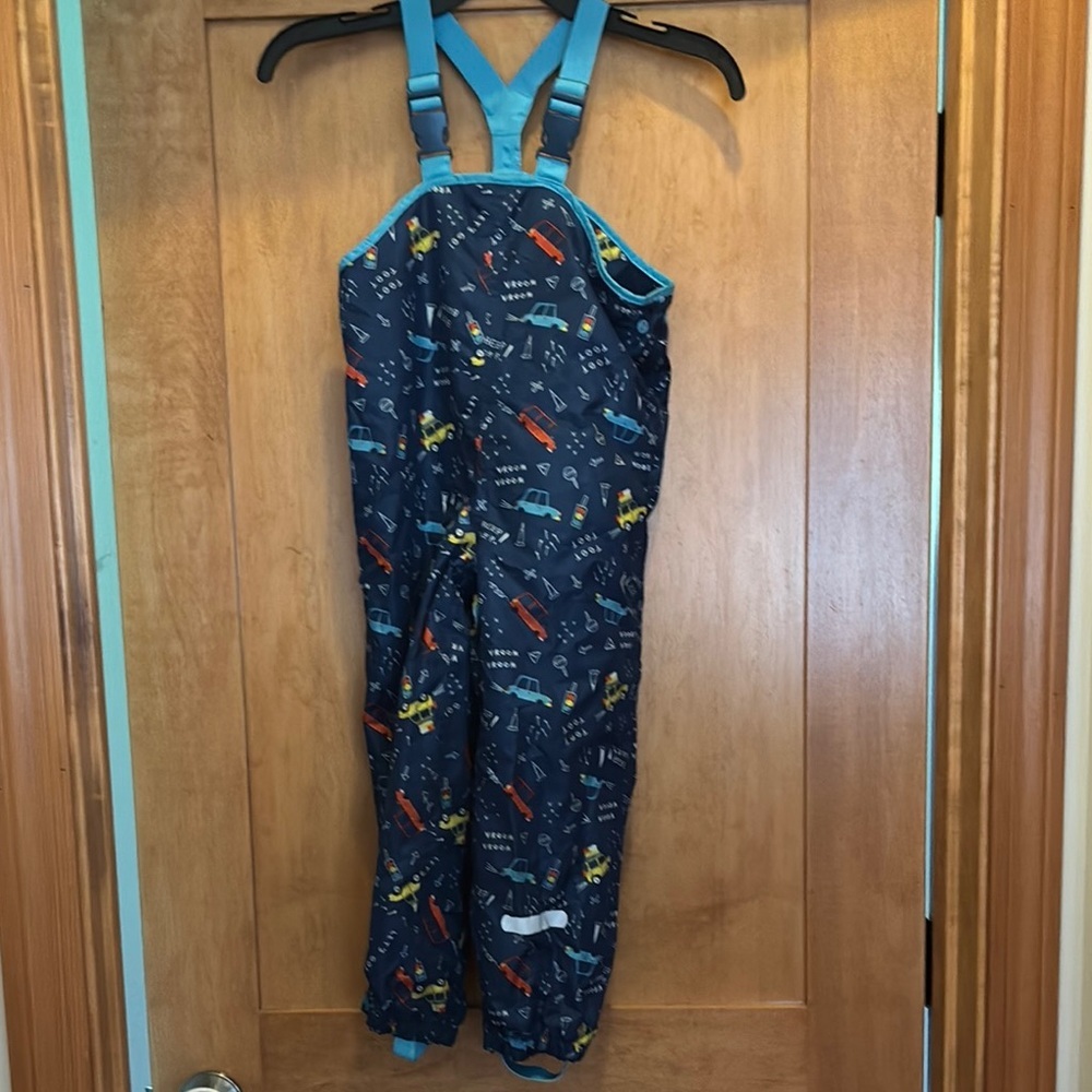 Kids Blue Construction Print Overalls